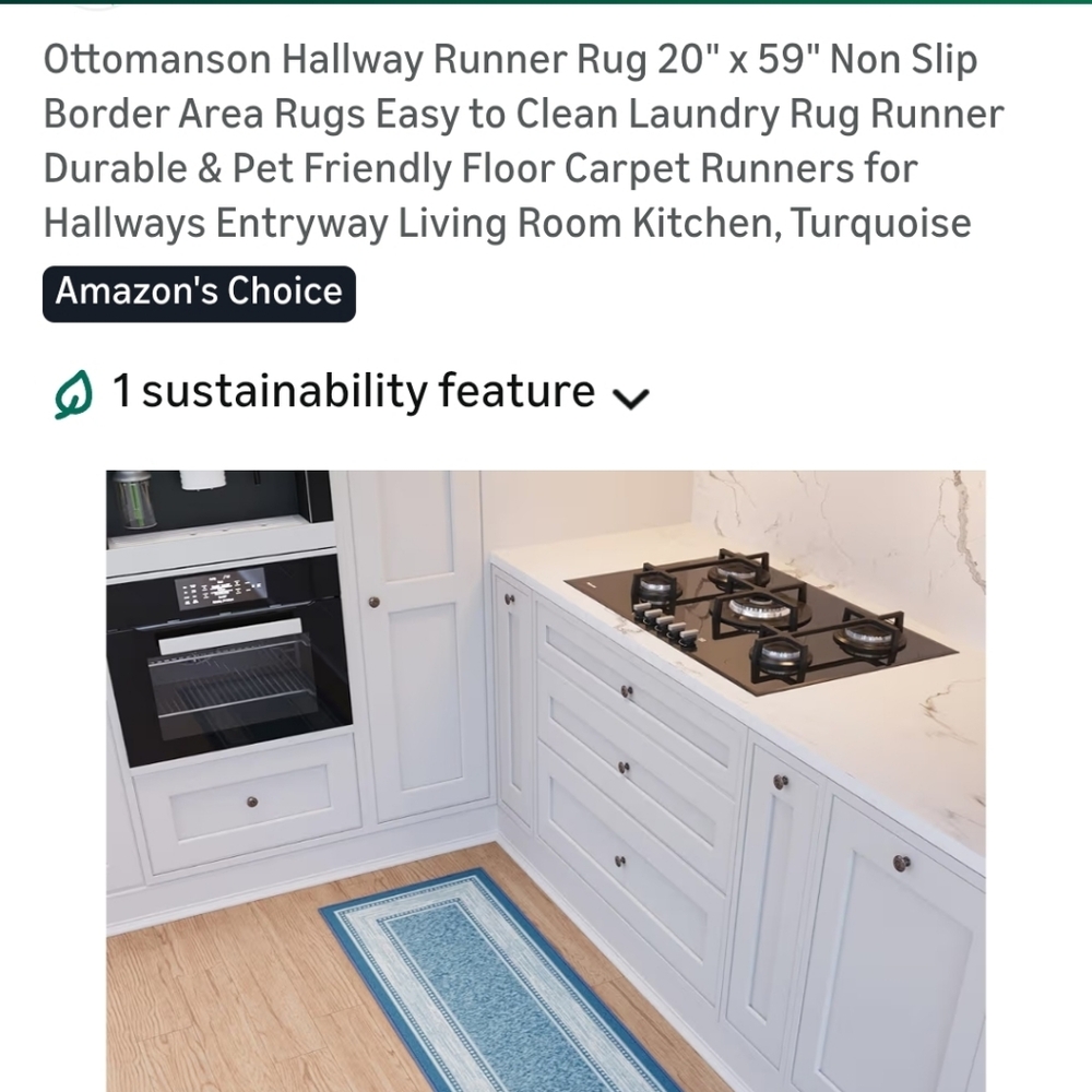 Ottomanson Turquoise Hallway Runner Rug